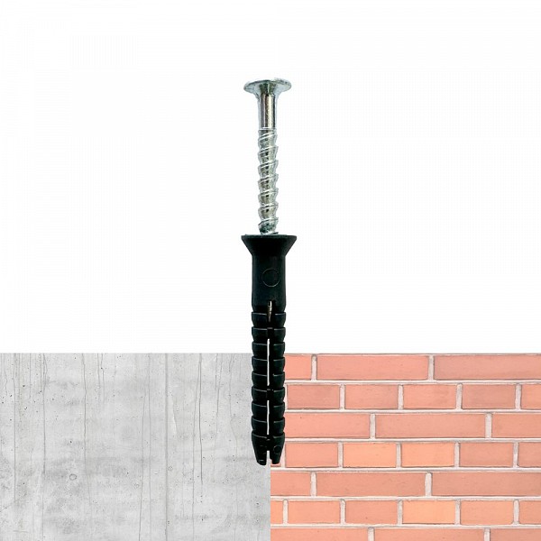 Impact screw with countersunk head with screw UVS / NYLON / ZnB