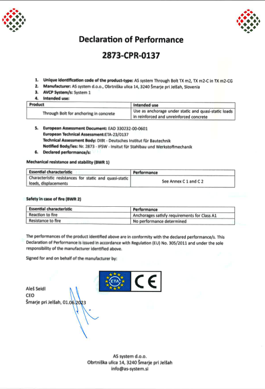 STAHLANKER | TXm2 | DE | DOP 2873-CPR-0137