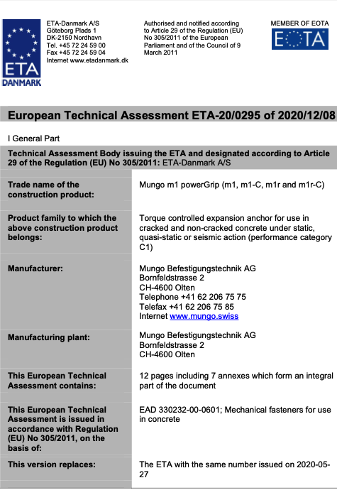 STEEL ANCHOR | m1r | ENG | ETA-20-0295