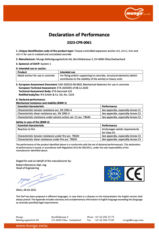 STEEL ANCHOR | m1 | ENG | DOP 2323-CPR-0061